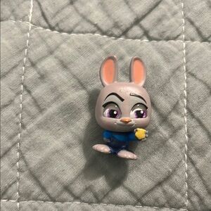 Cute Bunny Figurine with Blue Outfit